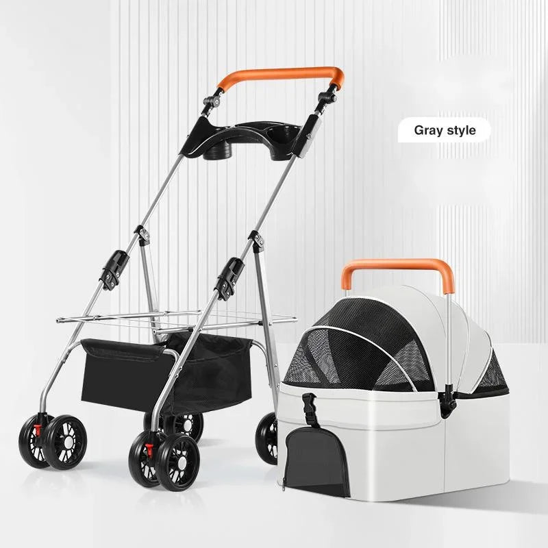 Pet Stroller For Dogs, Cats, And Dogs, Lightweight And Foldable Bag, Detachable External Push, Dog Walking, Detachable Carrying