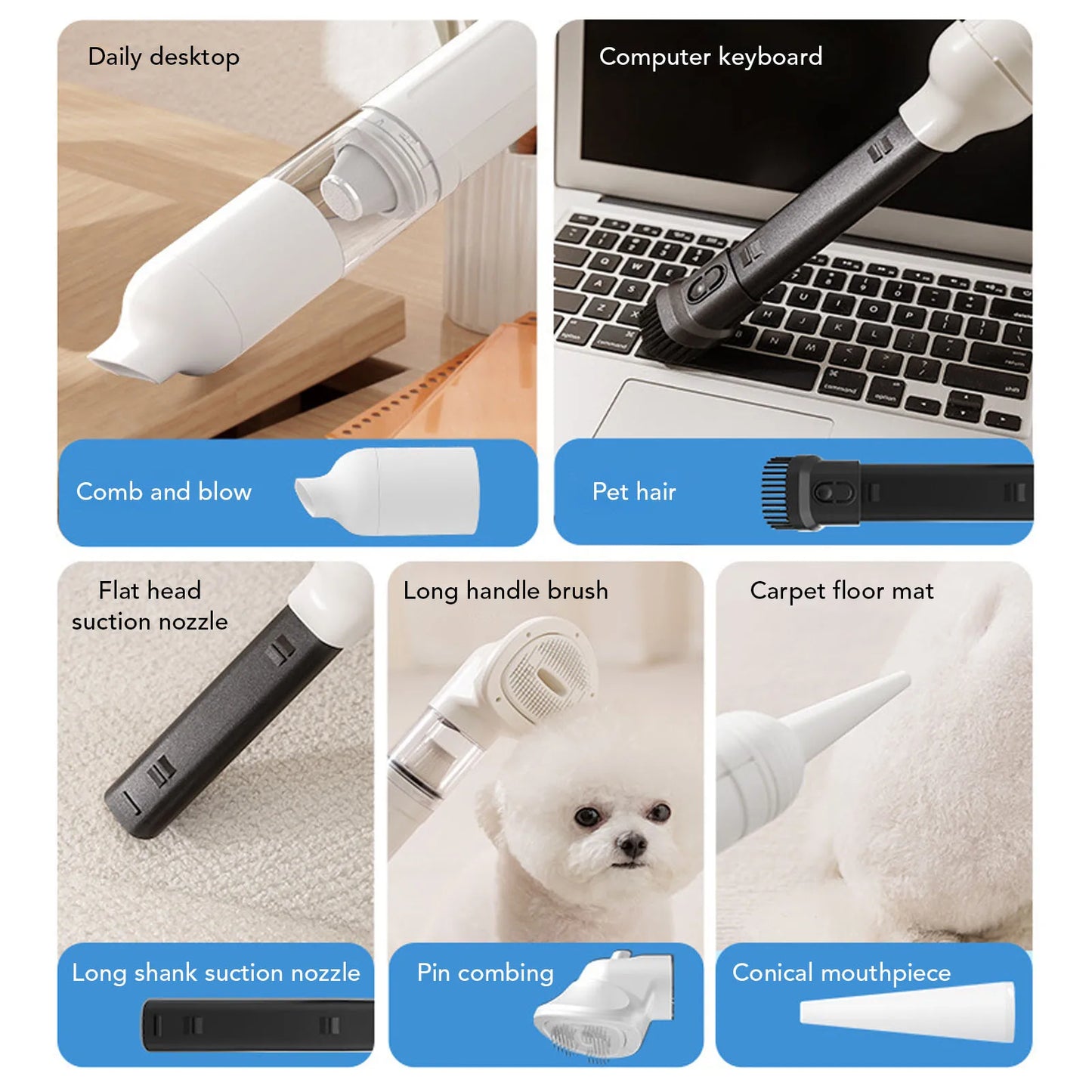Pet Grooming Vacuum Kit Pet Grooming Vacuum Cleaner Automatic Shedding Brush Dog Vacuum Grooming Kit for Dogs Cats Bed Carpet