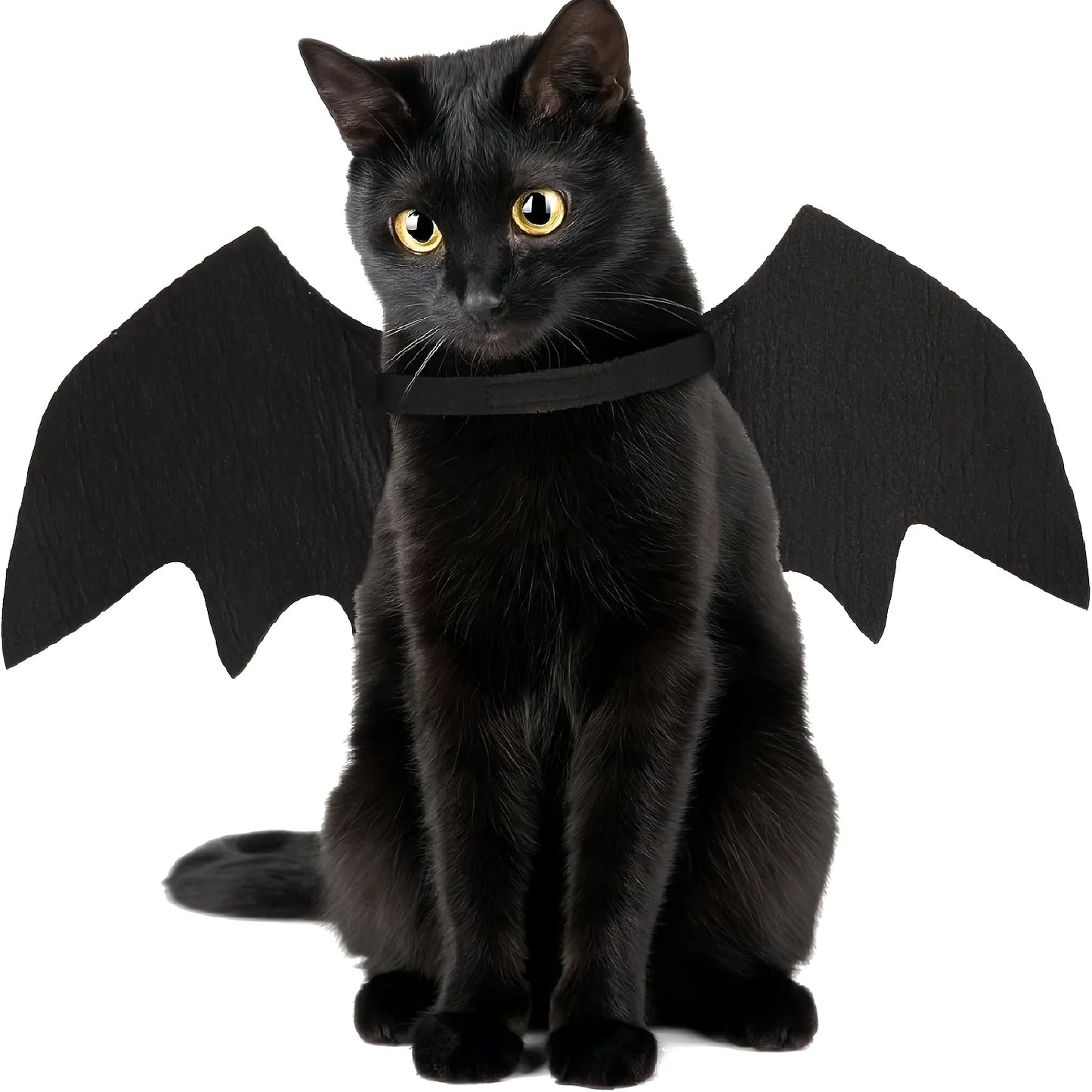 Adjustable Black Cat Bat Wings Costume - Soft Polyester Halloween Pet Accessory for Cats & Small Dogs, Perfect for Cosplay