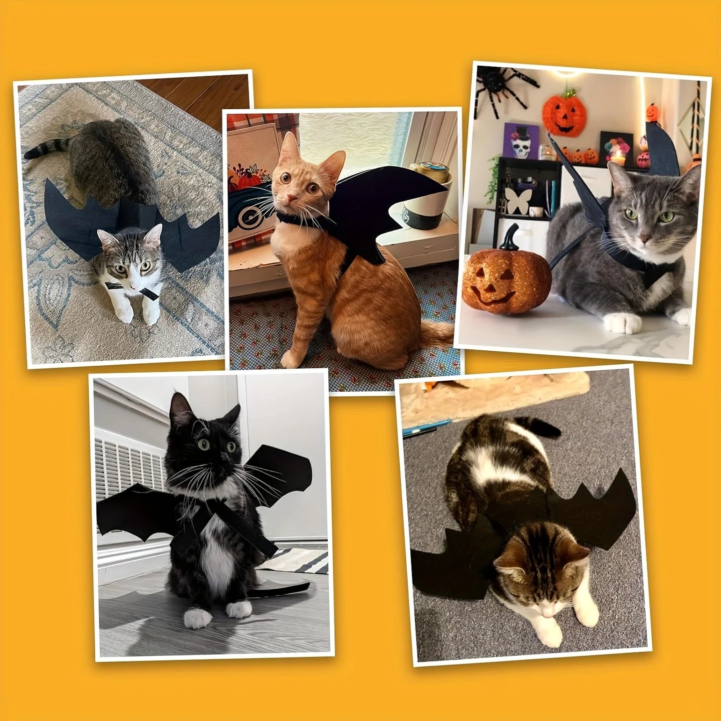 Adjustable Black Cat Bat Wings Costume - Soft Polyester Halloween Pet Accessory for Cats & Small Dogs, Perfect for Cosplay