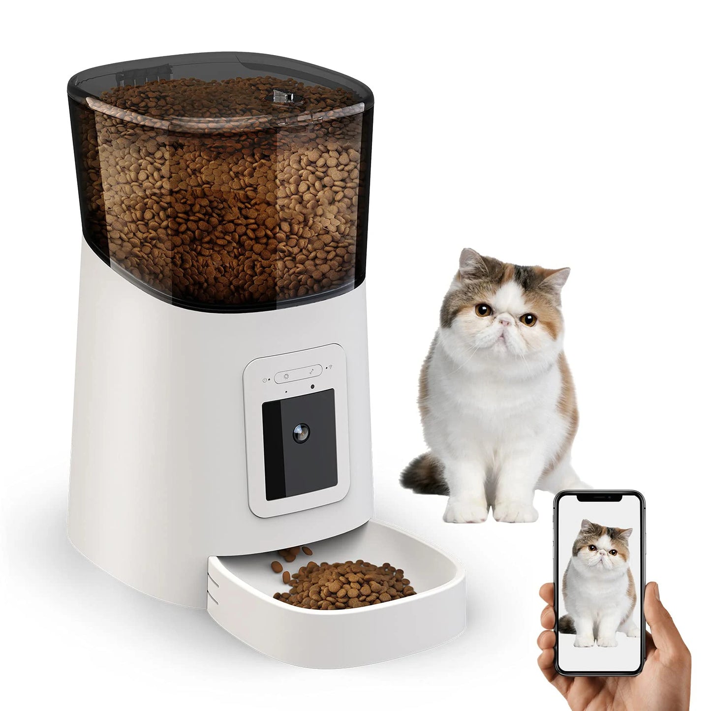 Video Automatic Pet Feeder with HD Camera, Food Dispenser for Cats and Dogs WiFi Smart Feeder with Camera 4L 2-Way Audio,Mobile