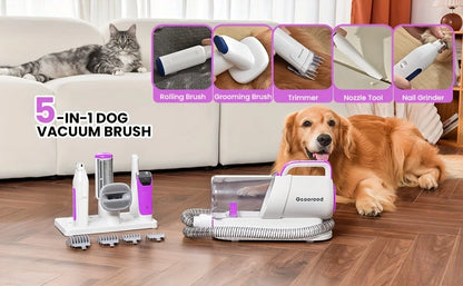 Pet Paw Grinding、Clippers And Dog Brush Dog Grooming Vacuum Kit，Suitable quiet dogs and cats at home（purple）