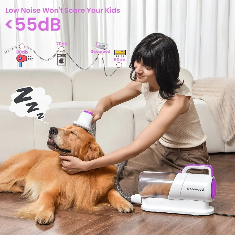 Pet Paw Grinding、Clippers And Dog Brush Dog Grooming Vacuum Kit，Suitable quiet dogs and cats at home（purple）