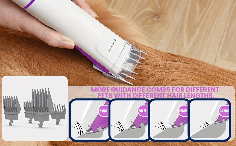 Pet Paw Grinding、Clippers And Dog Brush Dog Grooming Vacuum Kit，Suitable quiet dogs and cats at home（purple）