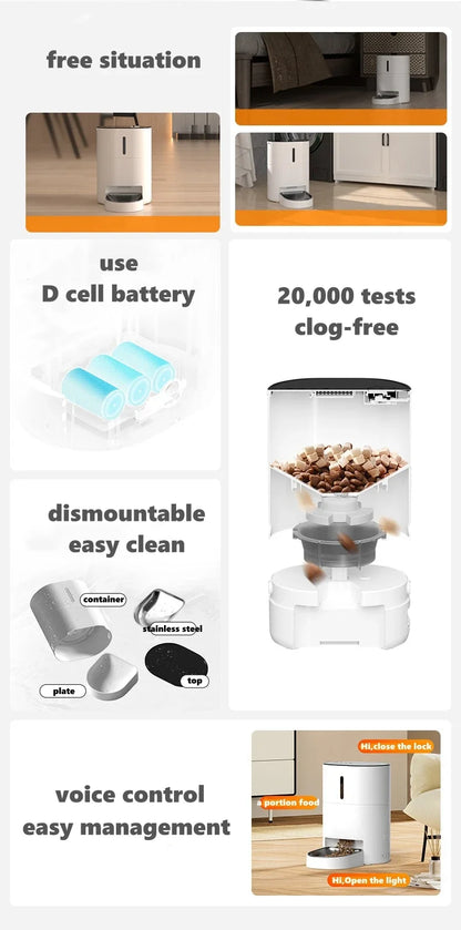 Video Automatic Pet Feeder with HD Camera, Food Dispenser for Cats and Dogs WiFi Smart Feeder with Camera 4L 2-Way Audio,Mobile