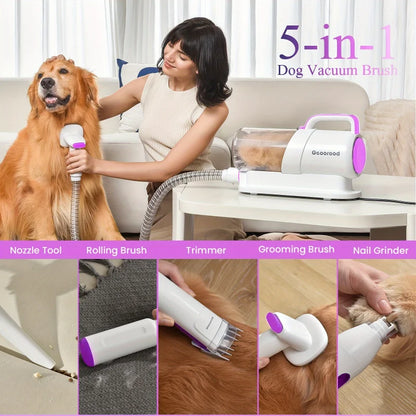 Pet Paw Grinding、Clippers And Dog Brush Dog Grooming Vacuum Kit，Suitable quiet dogs and cats at home（purple）