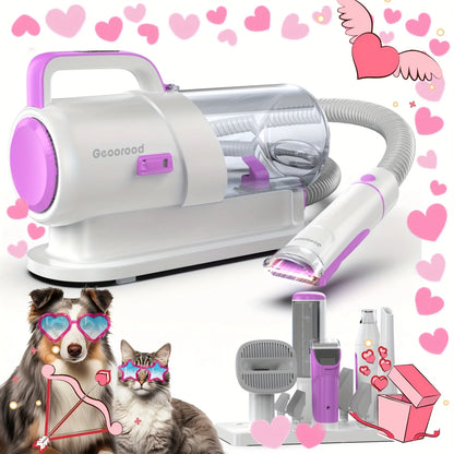 Pet Paw Grinding、Clippers And Dog Brush Dog Grooming Vacuum Kit，Suitable quiet dogs and cats at home（purple）