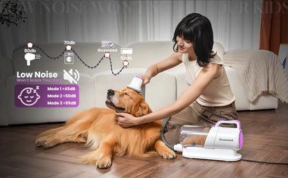 Pet Paw Grinding、Clippers And Dog Brush Dog Grooming Vacuum Kit，Suitable quiet dogs and cats at home（purple）