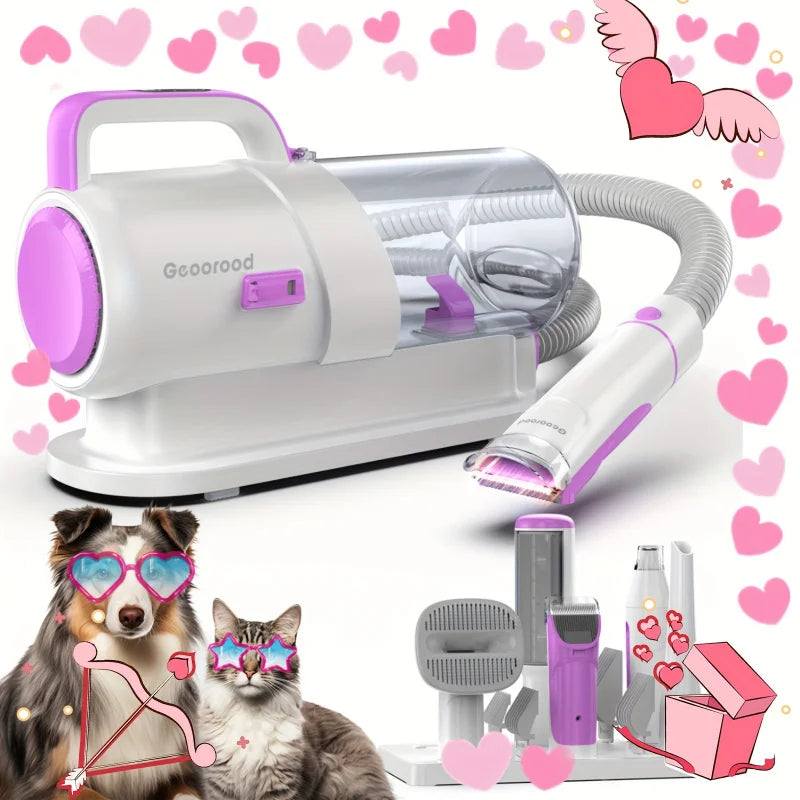 Pet Paw Grinding、Clippers And Dog Brush Dog Grooming Vacuum Kit，Suitable quiet dogs and cats at home（purple）