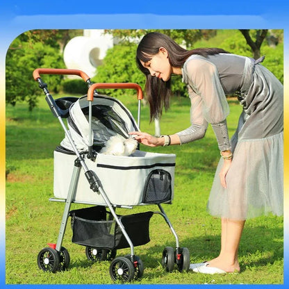 Pet Stroller For Dogs, Cats, And Dogs, Lightweight And Foldable Bag, Detachable External Push, Dog Walking, Detachable Carrying