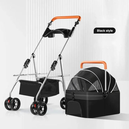Pet Stroller For Dogs, Cats, And Dogs, Lightweight And Foldable Bag, Detachable External Push, Dog Walking, Detachable Carrying