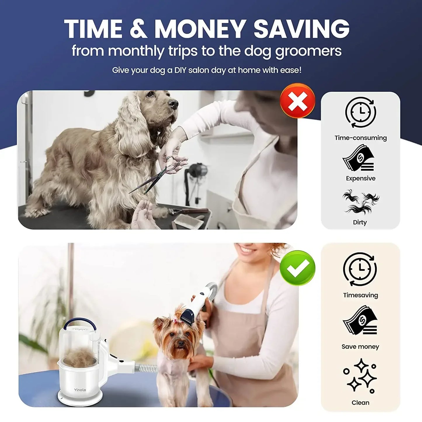 Pet Accessories Wholesale China New Arrivals Containable Dog Hair Vacuum Cleaner With Fitting Bracket Pet Vacuum