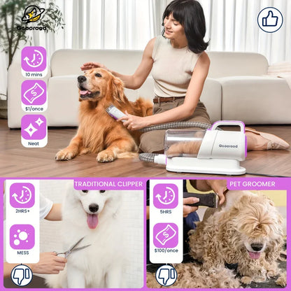 Pet Paw Grinding、Clippers And Dog Brush Dog Grooming Vacuum Kit，Suitable quiet dogs and cats at home（purple）