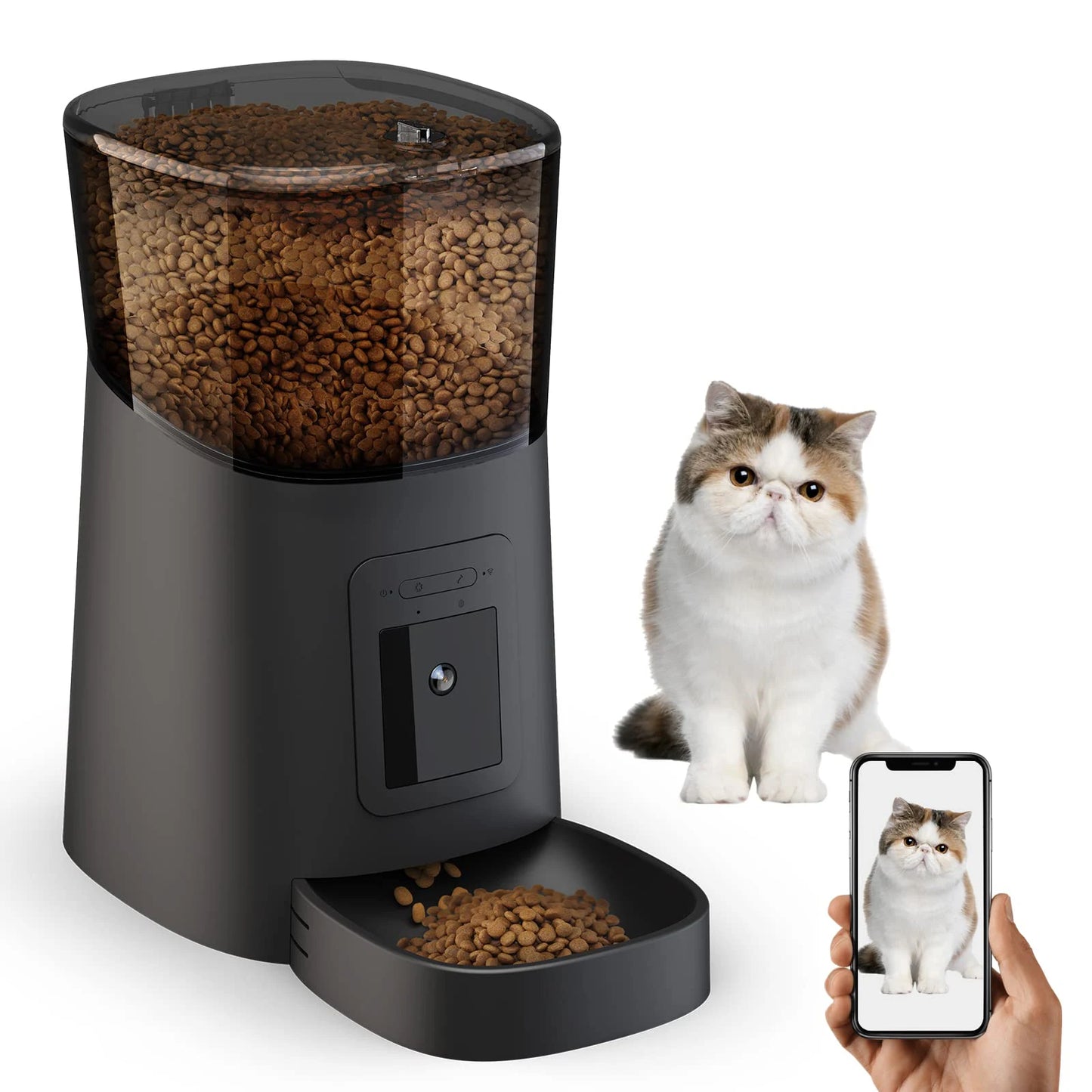 Video Automatic Pet Feeder with HD Camera, Food Dispenser for Cats and Dogs WiFi Smart Feeder with Camera 4L 2-Way Audio,Mobile