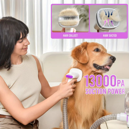 Pet Paw Grinding、Clippers And Dog Brush Dog Grooming Vacuum Kit，Suitable quiet dogs and cats at home（purple）
